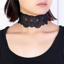 Gothic hollow out lace black choker necklace Short punk vintage necklace with Gold plated chain flower necklace for women girls stylish hollow out solid color choker necklace for women