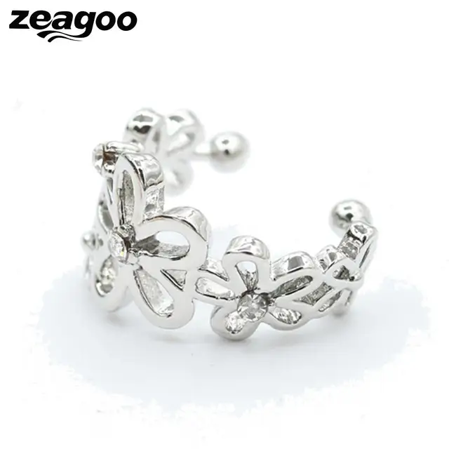 Zeagoo Fl Shape 3 Colors Fashion Ear Clip For Women Sweet Zeagoo Fl Shape 3 Colors Fashion Ear Clip For Women Sweet Holeless Fake Diamond