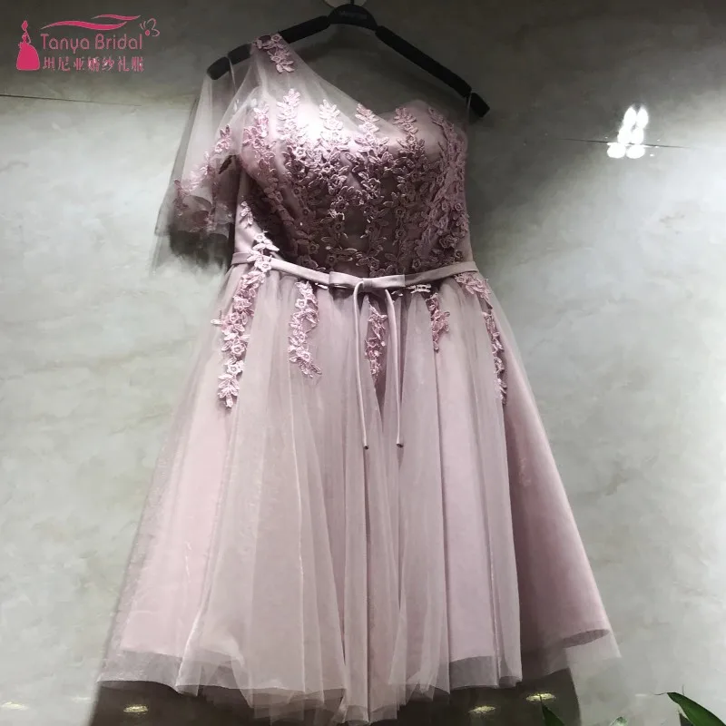

3 Styles Bridesmaid Dresses 2018 Pink robe de mariee Short Wedding Guest Dress Cheap In Stock Real Photo DQG 316