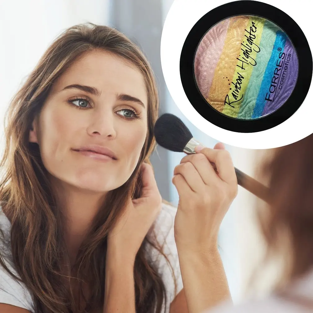 

Rainbow Powder Shimmer Highlighter Bronzer Face Eye Contour Makeup Palette Face Powder Glow Kit Eyeshadow Repair Blush Make-Up