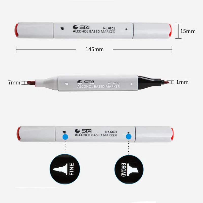 STA 6801 маркеры для набросков и рисунков 80 цветов художник манга двойной наконечник рисования Профессиональный Маркер Набор для рисования дизайн иллюстрация