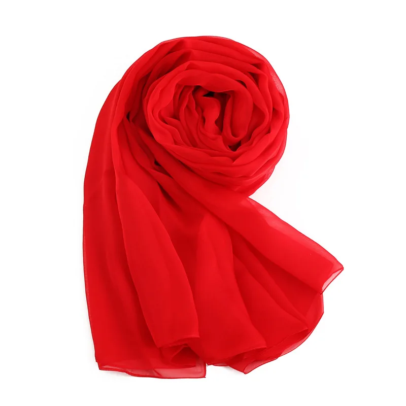 Женский шелковый шарф, Женская шаль из натурального шелка, женская элегантная шаль, Элегантный женский шарф, благородный шелковый шарф из пашмины - Цвет: red