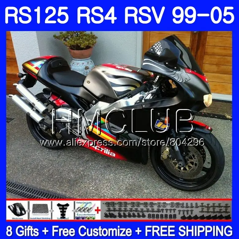 RS4 для Aprilia Matte black RS 125 99 00 01 02 03 04 05 122HM13 RSV125R RSV125 R 1999 2000 2001 2002 2003 2005