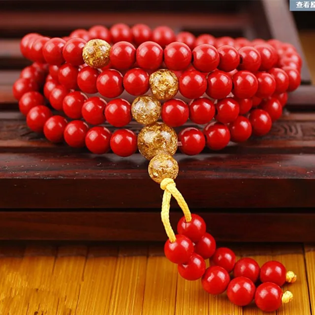 Natural Cinnabar Bracelet Red 108 Round Beads Hand String Female Natural Cinnabar Bracelet Red 108 Round Beads Hand String Female Models Men Jewelry Jades