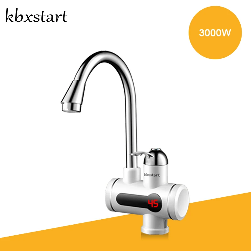 Kbxstart мгновенный безтанковый электрический водонагреватель кран для кухни нагрев водопроводной воды с светодиодный показ под боковым потоком модель
