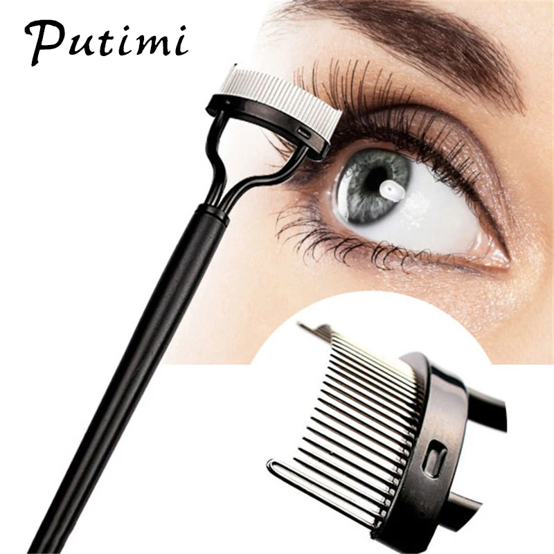 PUTIMI 3 pc الرموش فرش فرشاة من الفولاذ المقاوم للصدأ رئيس رمش تمديد مشط الحاجب فرشاة جلدة الجمال الضروري ماكياج أداة