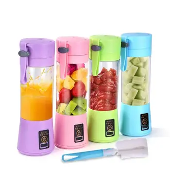 

380ml Portable Mini Juicer USB Rechargeable Blender Mixer Juice Machine Vegetable Juice Smoothie Maker with Brush 2/4/6 Blades