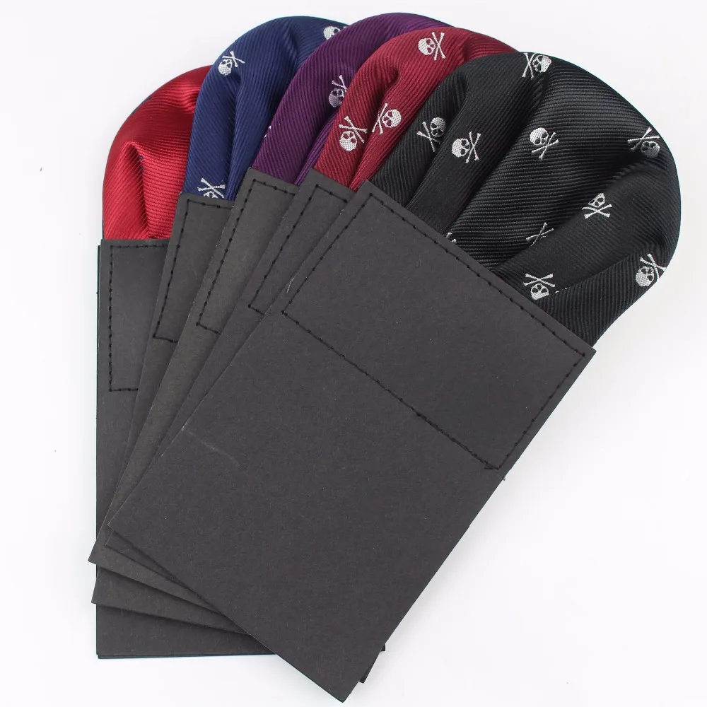 

Men Suits Polyester Designer Handkerchiefs Skull Printing Pocket Square Hankies Halloween Horrific Casual Square Pockets Hanky