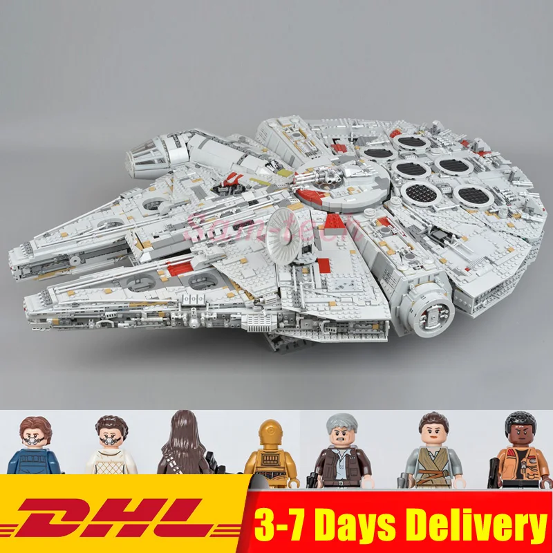 

IN STOCK Christmas Gifts 8445Pcs Star Wars Large Millennium Model Falcon Destroyer Building Bricks Toys with 05132 75192