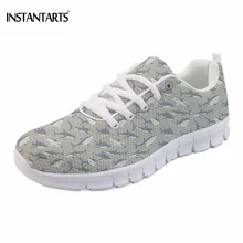 INSTANTARTS женские Модные весна/осень сетки Туфли без каблуков милое животное океана Акула печати девушки плоские Повседневное дышащие кроссовки для студентов