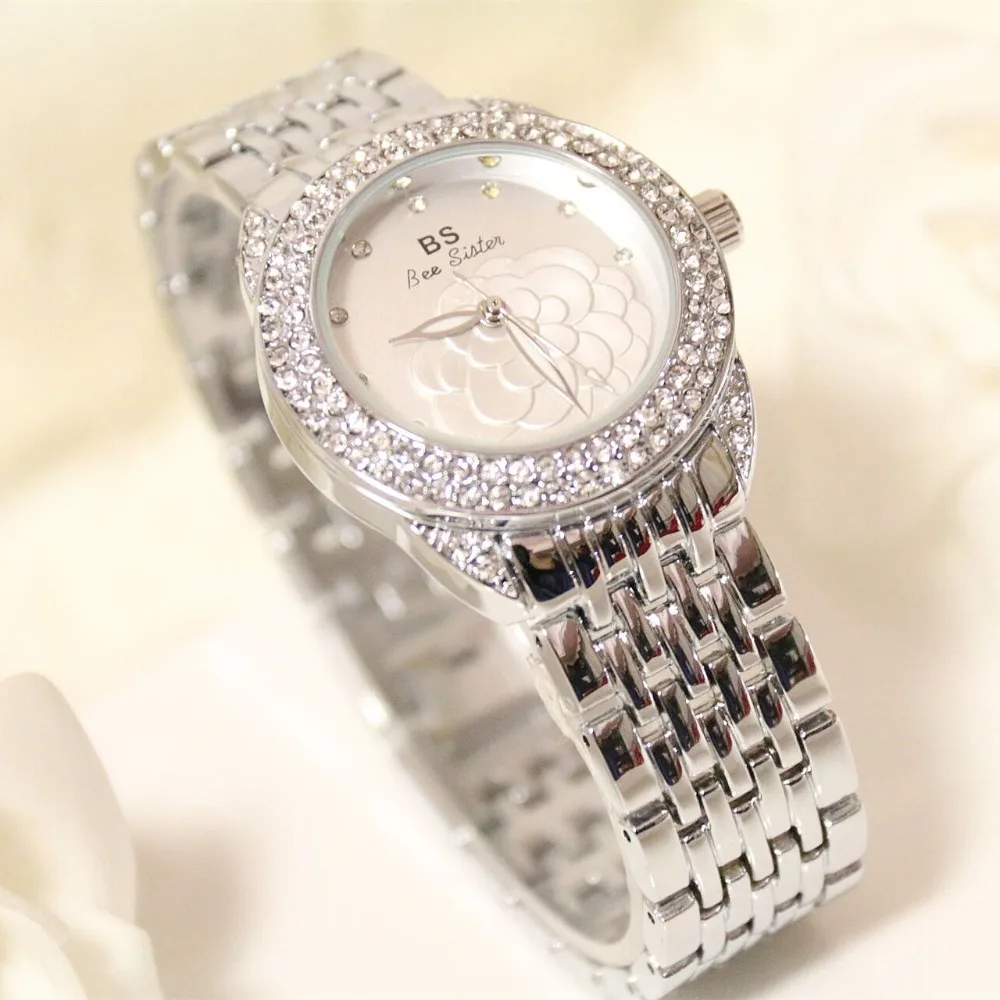 BS часовой бренд Luxury fashion diamond Часы кварцевый золото женские часы наручные Повседневное красивые Дизайн часы-браслет