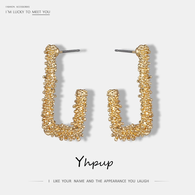 

Yhpup Fashion Simple Geometric Metal Stud Earrings Charm Gold Silver Statement Oorbellen Brincos For Women Party Jewelry Gift