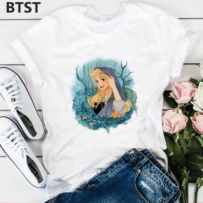 

Sleeping Beauty Korean Clothes 90s Kawaii Tee Shirt Femme Aesthetic Harajuku Gothic T Shirt Plus Size Graphic Tees Women