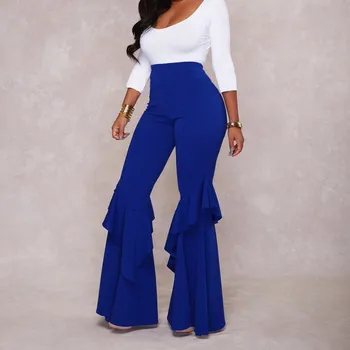 

Fashion 2019 New Irregular Ruffles Wide Leg Pants Women Elegant High Waist Pantalon Mujer Casual Streetwear Long Trouser