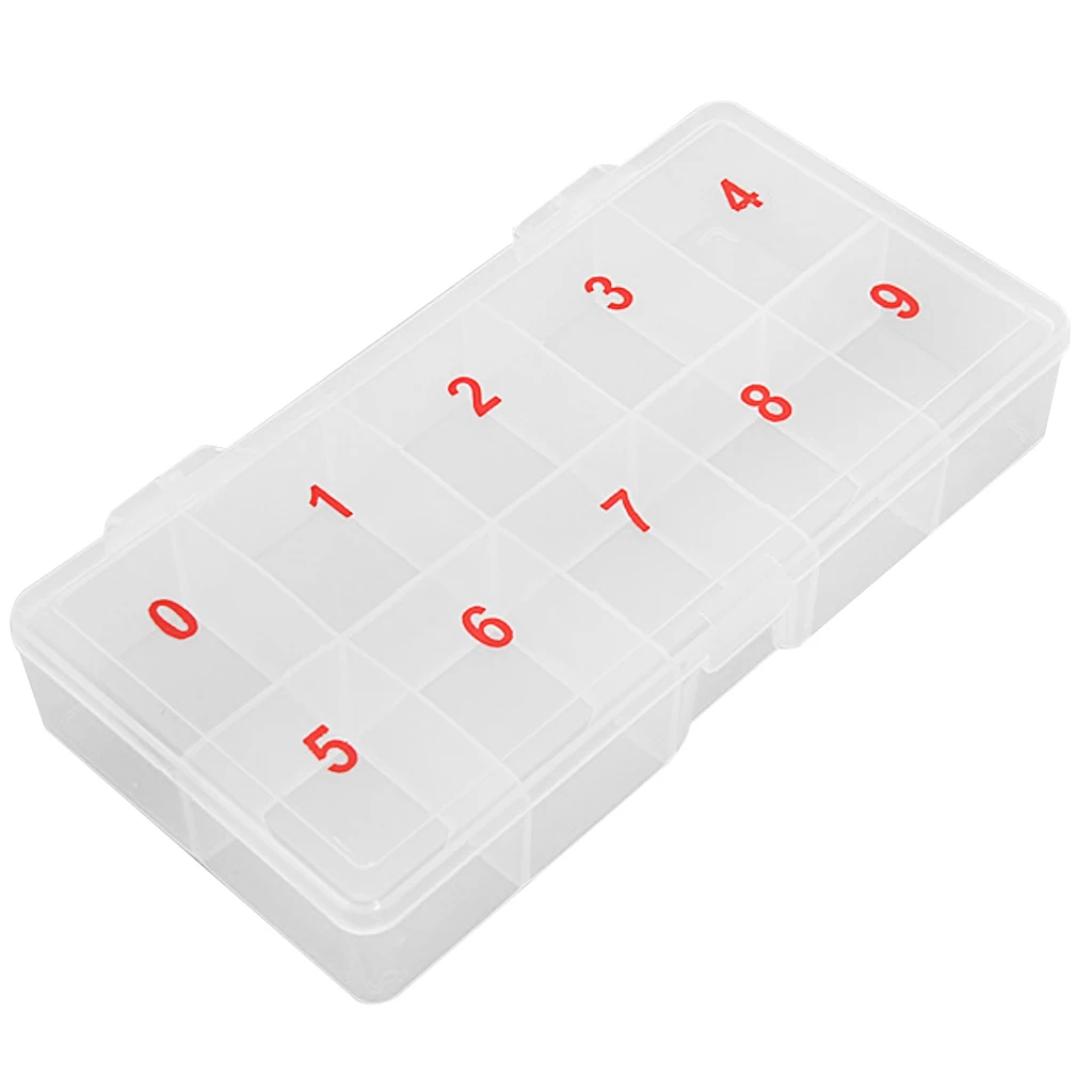 Empty Transparent False Nail Art Tips Rhinestone Storage Case Box Container 10 cells