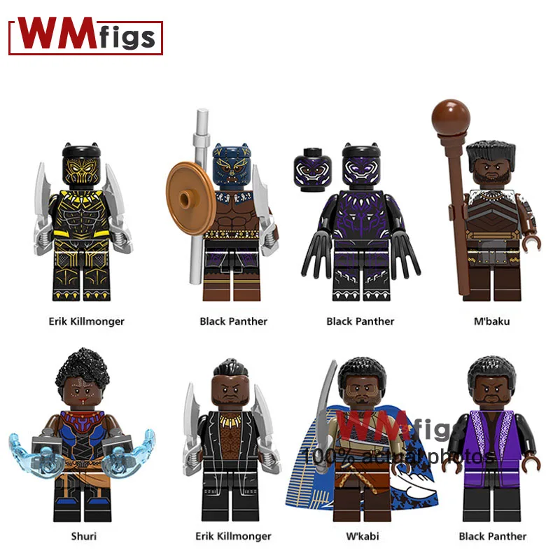 

Single Sale Super Heroes Black Panther M'baku Shuri Eric Killmonger Supergiant Spiderman Building Blocks Children Toys