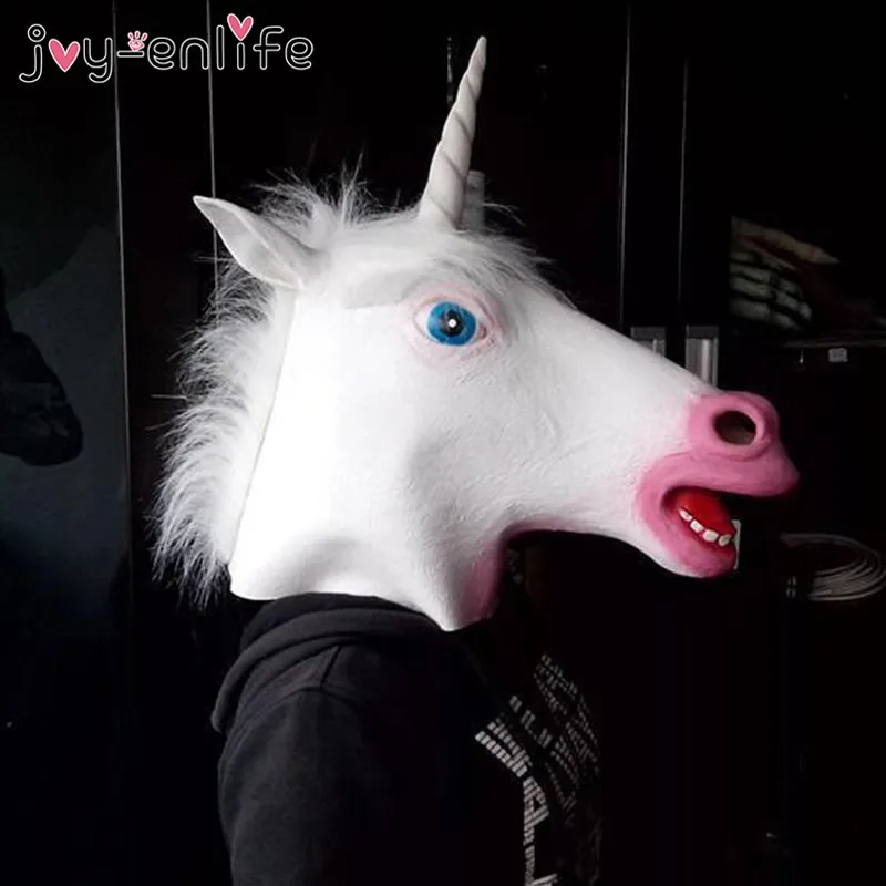 Buy JOY ENLIFE 1pcs Funny Scary Unicorn Head Latex