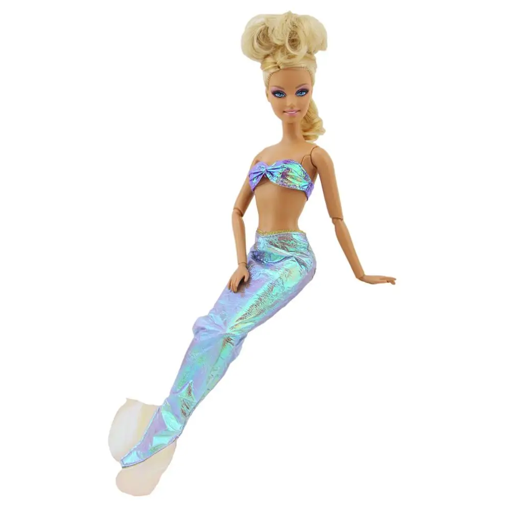 Fairy Tale Mermaid Costume Dressing Princess Outfit Top Bra Fishtail Clothes For Barbie Doll Dollhouse Accessories xMas Gifts