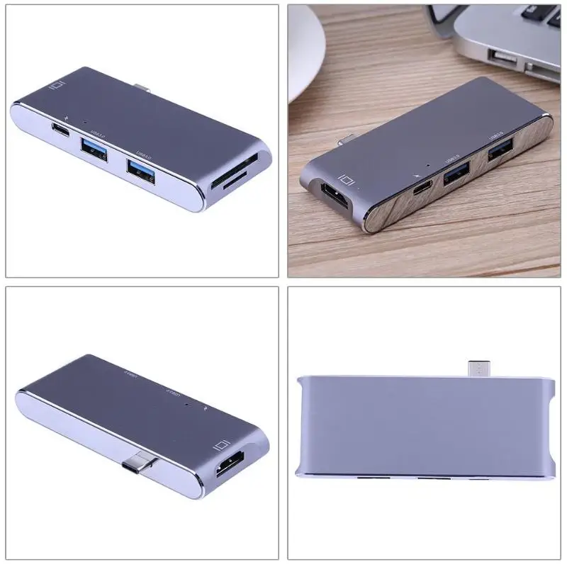 USB-C type-c 3,1 до 2 USB 3,0 концентратор разветвитель SD/TF кардридер ж/4 к HDMI зарядка PD порт Многофункциональный алюминиевый сплав кардридер