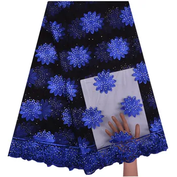 

2018 African French Lace Fabric High Quality Embroidery Mesh Tulle Lace African Lace Fabric 5 Yards A1252