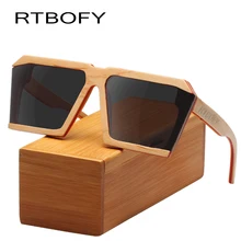 RTBOFY Wood Sunglasses for Men and Women Skateboard Wood Frame Shades font b Cat b font