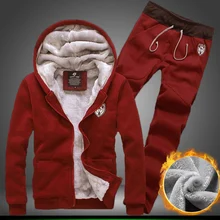 Winter Trainingsanzug Männer Thermische Samt Sweatshirt Winter Warme Hoodie Marke Männer Casual Sweatpant Mode Set Mit Kapuze Dicke Jacke