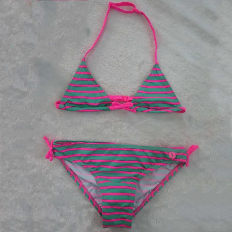 

retail 2018 Two Pieces Baby Girls Bathing Suits Little Girl Swimsuit Children stripe Bikini Sets Kids Cartoon Swimwear Costumes