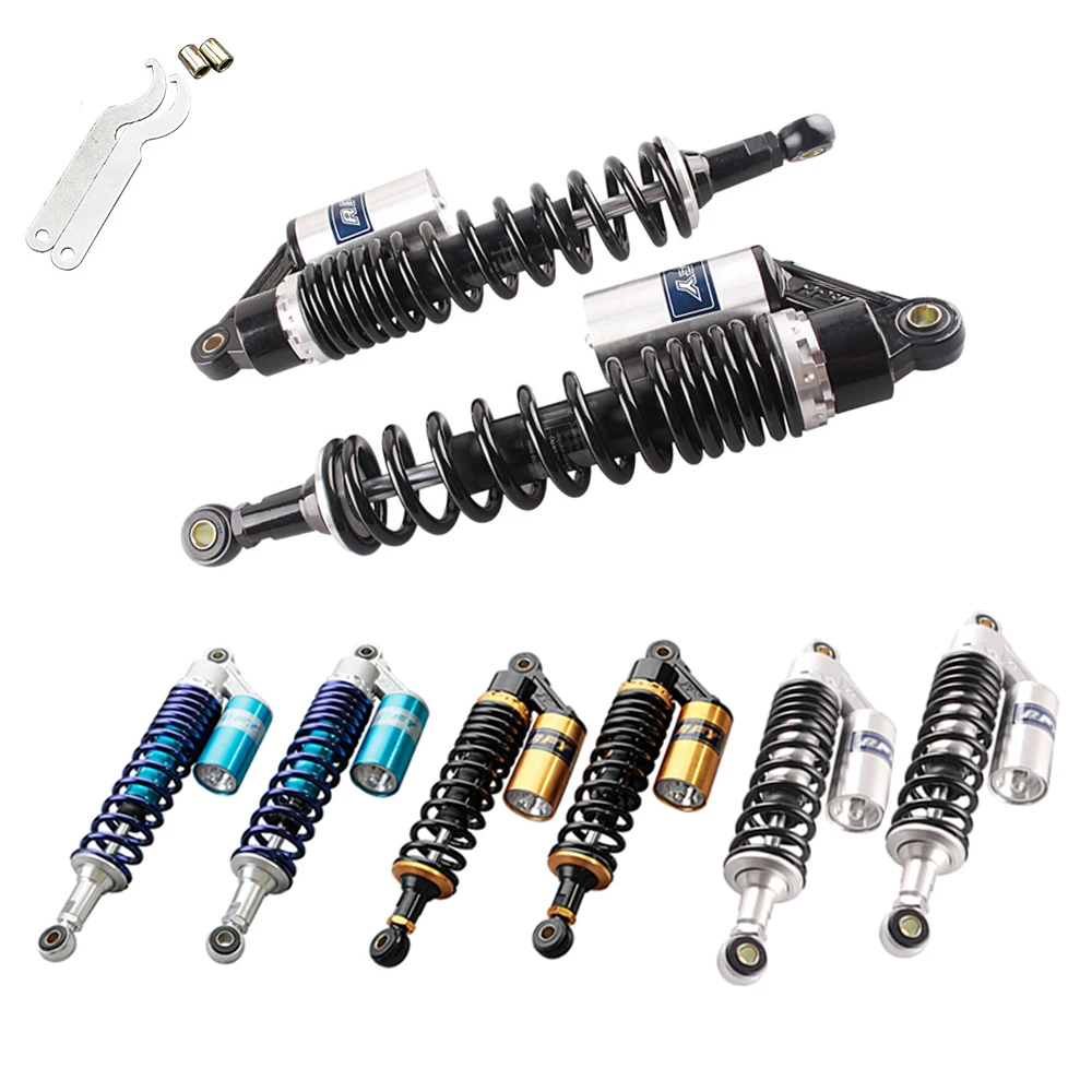 Universal 320mm 340mm 375mm 400mm Motorcycle Air Shock Absorbers Suspension Damping Spring Damper for Yamaha Suzuki Kawasaki Honda Quad Scooter Gokart Dirt Bikes ATV etc