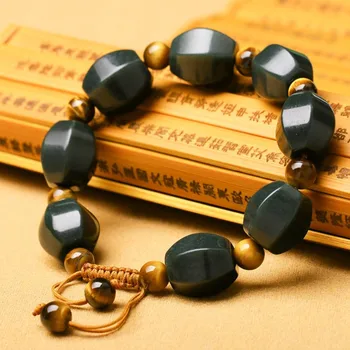 

High Quality Prismatic bracelet Chinese Nephrite Bracelet Tiger eye stone Beads Bangles For Men Women Jade Jewellery
