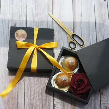 

14*14*5cm 10pcs Black Moon Paper Box As Macaron Chocolate Mooncake Cookie Wedding Birthday Party Gifts Packaging