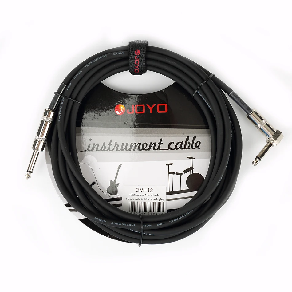  JOYO CM-12 15FT/4.5m Shielded Mono 6.3mm Male Angled Metal Plug Electric Guitar Bass Keyboard Cable