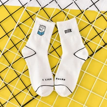 Харадзюку, летние женские хлопковые короткие носки, с принтом в виде молочной коробки и банана, забавные носки, женские повседневные милые носки, женские носки, meias