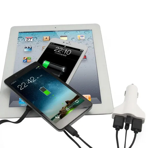 Высокое качество высокоскоростной авто Универсальный 3 порта USB Автомобильное зарядное устройство для iPad iPhone 5 V 5.2A мини адаптер usb зарядное устройство