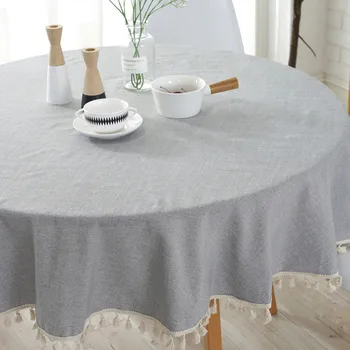 

Table Decor Round Party Tassel Tablecloth Plain Simple Dinning Home Decoration XHC88