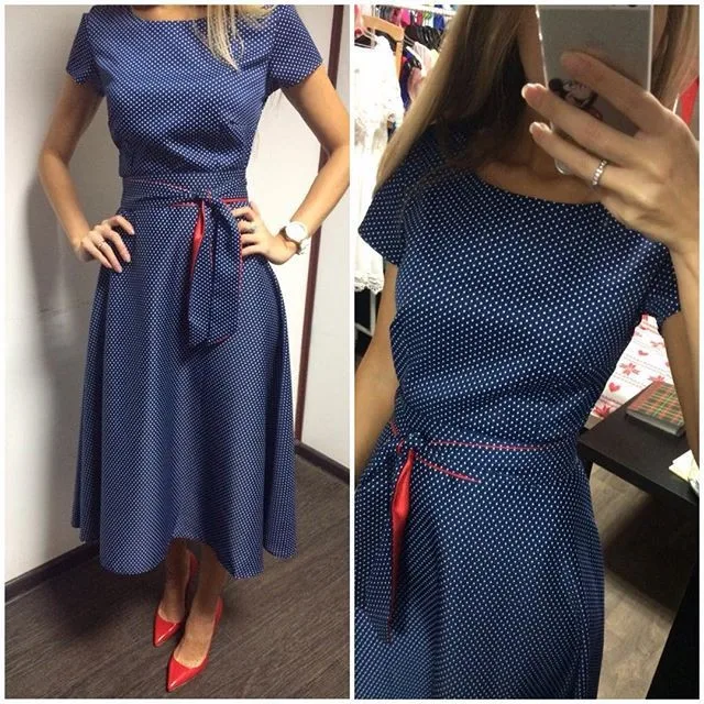 Новая европейская Американская Мода ретро молния сзади Талия закрепляющий ремень галстук маленькая точка узор женские Enlgand тренды женские платья купить на AliExpress