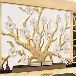 Пользовательские настенная Фреска Картины 3D стереоскопический рельеф дерево цветы Гостиная Фоновые украшения нетканые обои