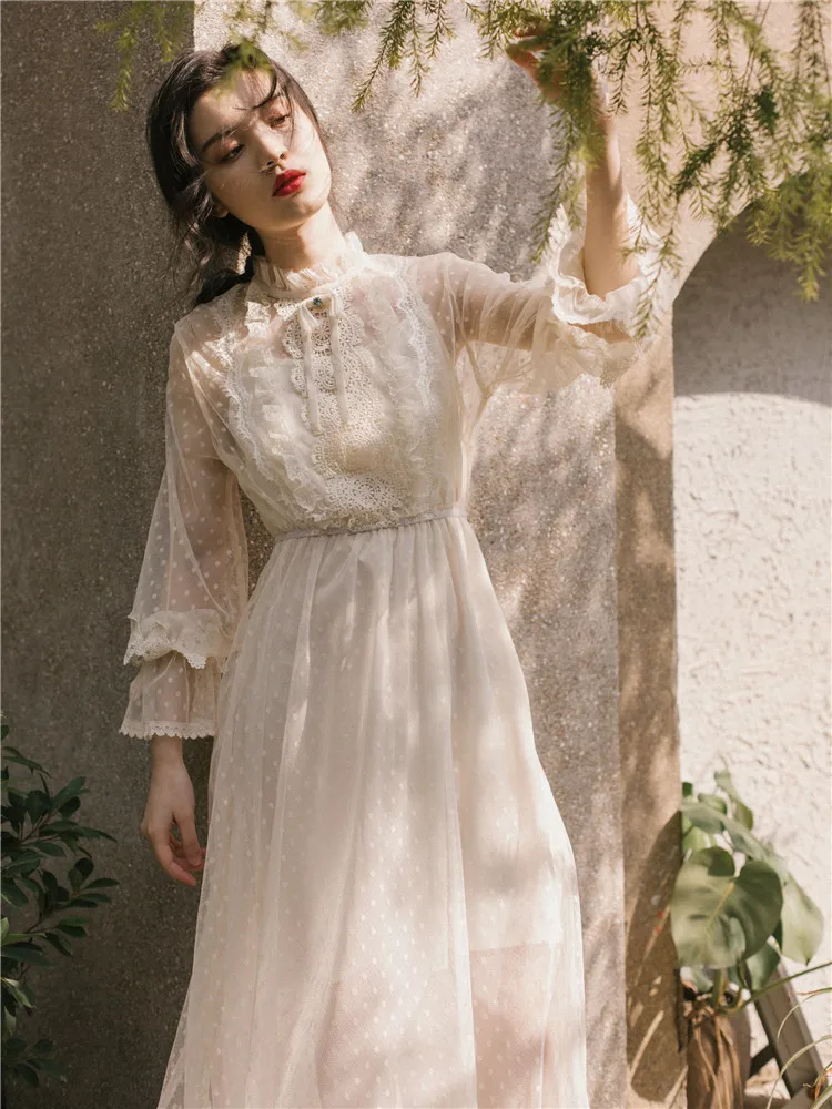 

2019 new fashion women's dresses Vintage french princess dress two-piece