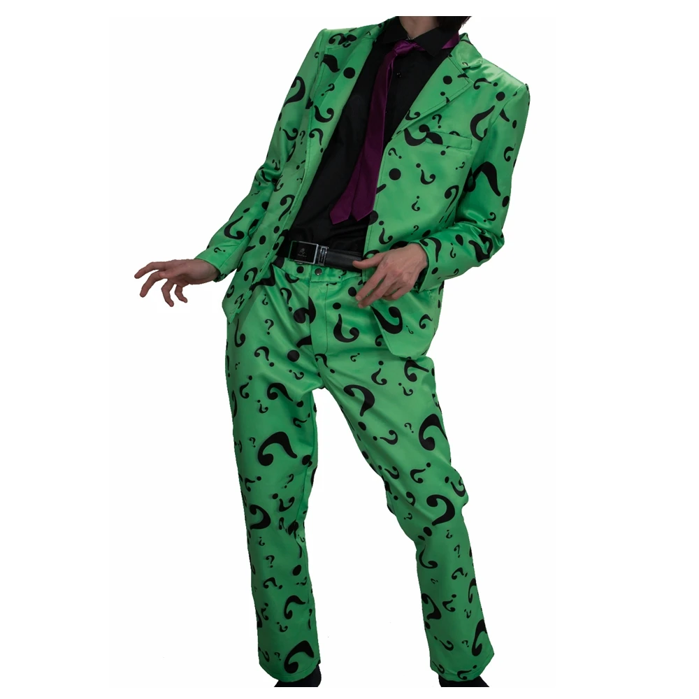 Coslive Riddler Costume Batman Cosplay Question Mark Adult DC Comics Riddler Cosplay Outfit Shirt V