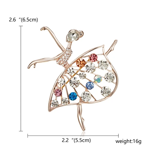 RINHOO Gymnastics Girl Flower Dancer Crystal Brooches for Women Cute Pin Bijouterie High Quality Corsage Fashion Wedding Jewelry Dancer