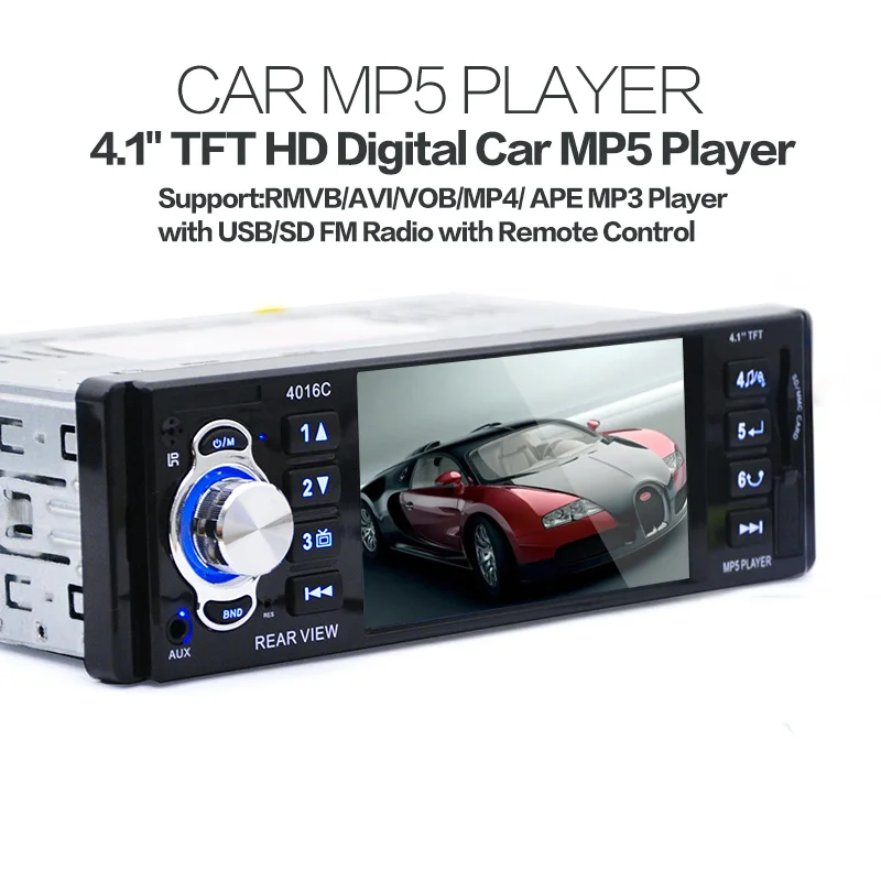 Горячие 12 В камера заднего вида 4," HD цифровой автомобильный MP5 плееры, Стерео FM радио MP3 MP4 аудио-видео USB SD Автомобильная электроника в тире