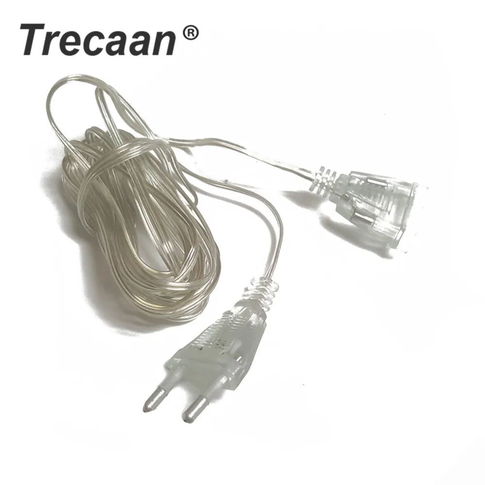 

3M EU Plug Transparent Extended Wire Cable Cord For christmas string Fairy lights wedding party holiday decor indoor outdoor