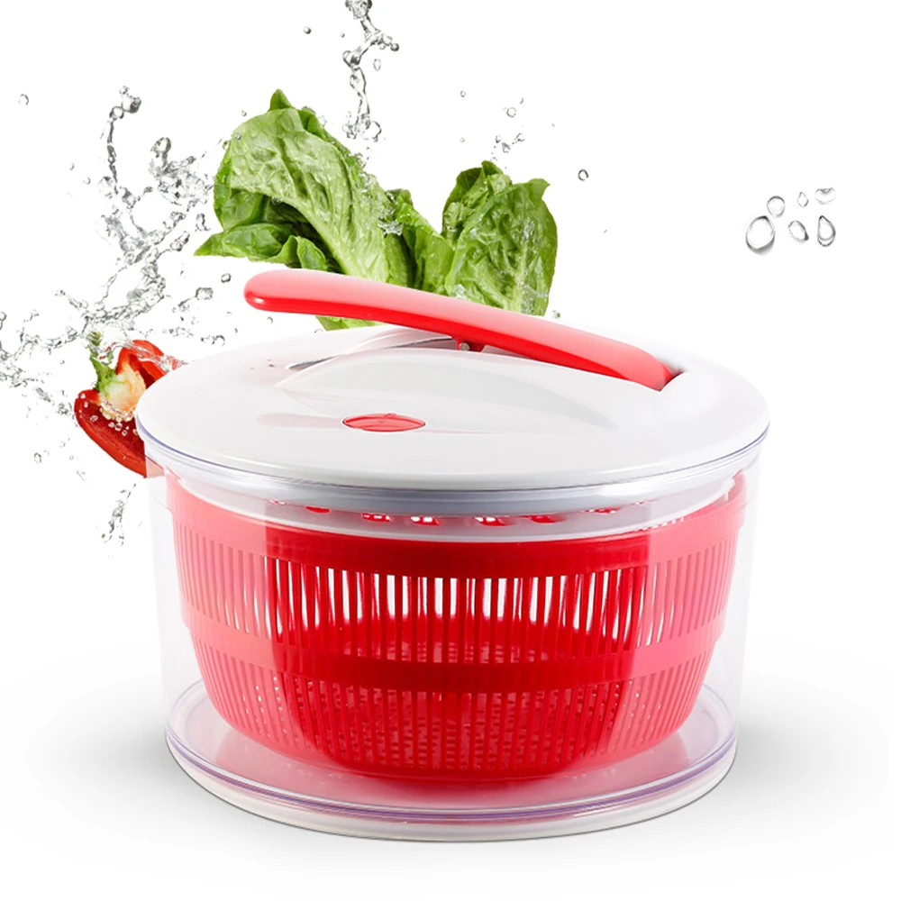 

Salad Spinner Fruits Vegetables Dryer Quick Dry Design Cleaner Basket Salad Spinner with Easy Spin Collapsible Locking Handle
