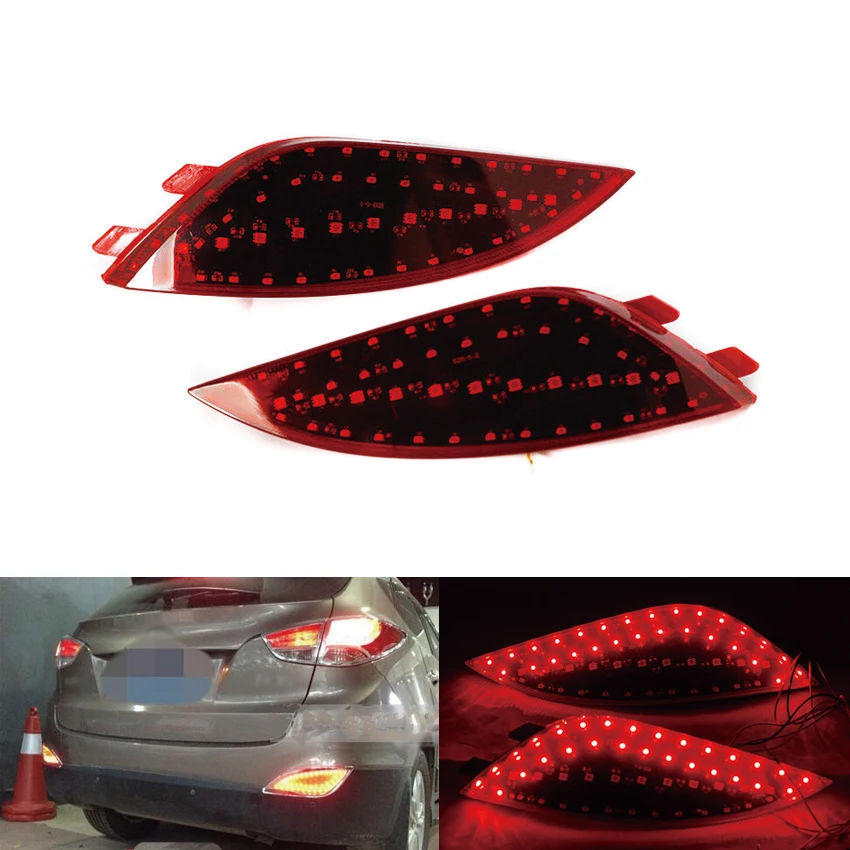 

for Hyundai ix35 Red Car LED Rear Bumper Reflector Light Tail Brake Parking Warning Auto Bulbs Lamp 1 Pair