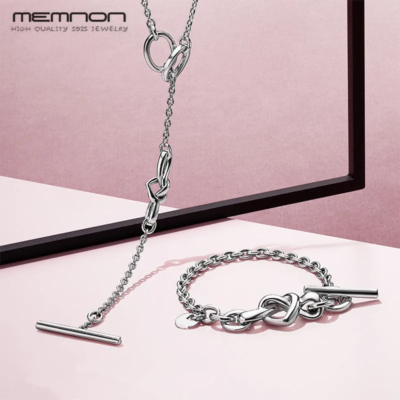 

New love Knotted Hearts Necklace & Pendant 925 Sterling Silver Jewelry necklaces for women European Style bracelets Jewelry make