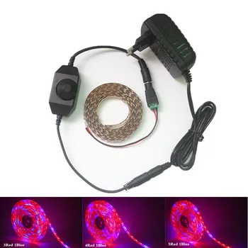 

5050 LED Grow Lights Waterproof DC 12V Plant Growing LED Strip Light tape Set with Power Dimmer Switch for Aquarium Greenhouse