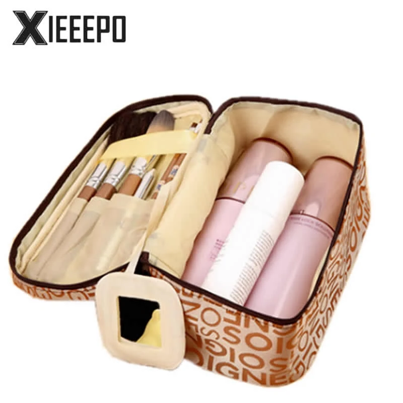 font b Women b font Fashion Letter Cosmetic Bag Functional Travel Zipper font b Makeup