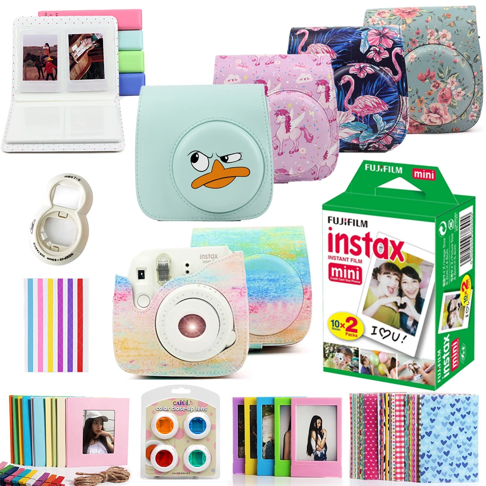 Чехол для Камеры Fujifilm Instax Mini 8 9 из искусственной кожи + 20 листов пленок набор
