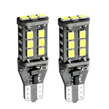 2 шт. T15 W16W WY16W 15 SMD 2835 Светодиодный автомобильный дополнительный стоп-сигнал CANBUS без ошибок обратный светильник сигнал поворота автомобиля белый красный желтый