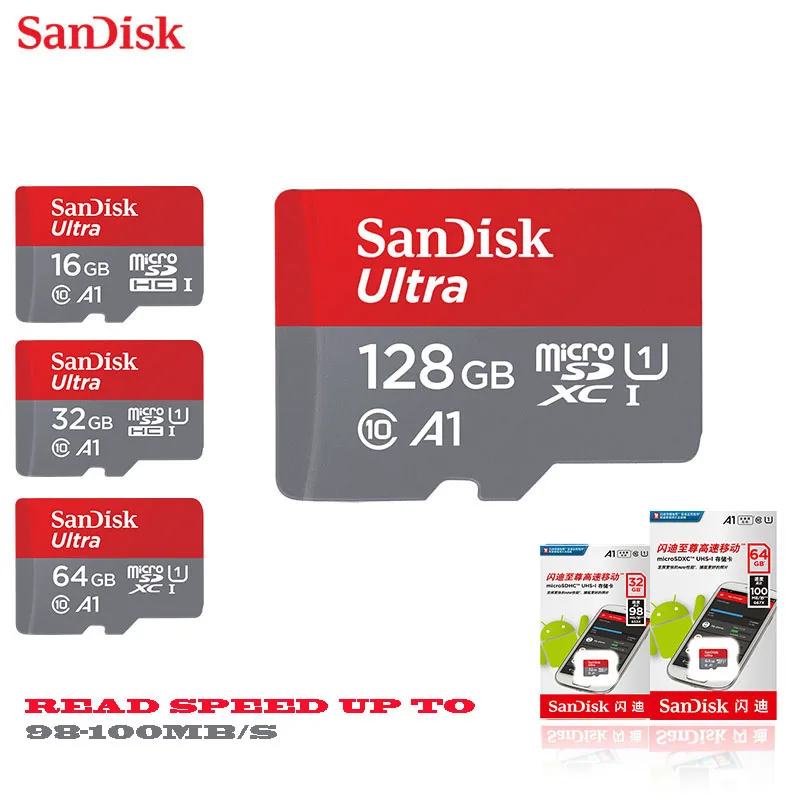 SanDisk micro sd 128 ГБ 64 32 16 98 МБ/с. TF usb флэш-карты памяти microsd 8 /48 class10 оригинальный продукт