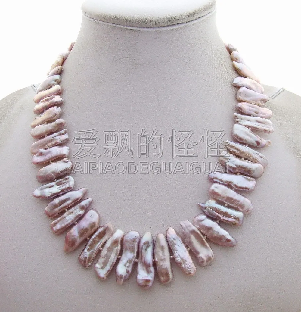 

Women's Charming! 25mm Purple Biwa Pearl Necklace